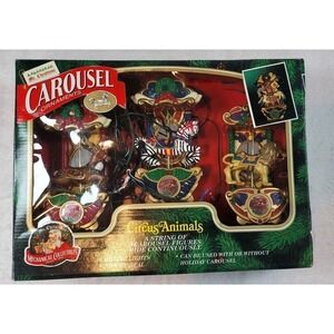 1993 Mr Christmas Carousel Ornaments Circus Animals Zebra Lion Deer NIB